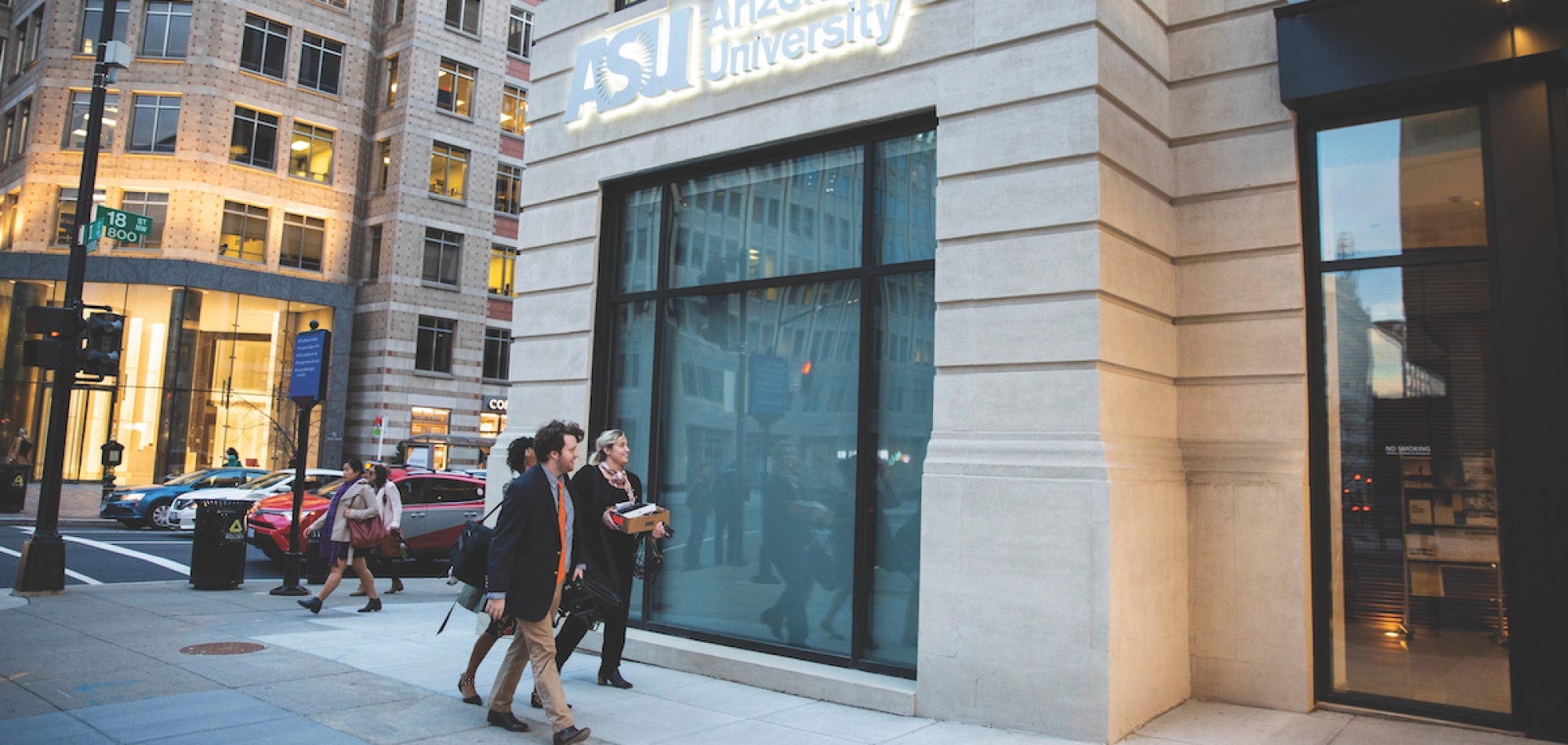 A view of the outside of the ASU campus in downtown DC