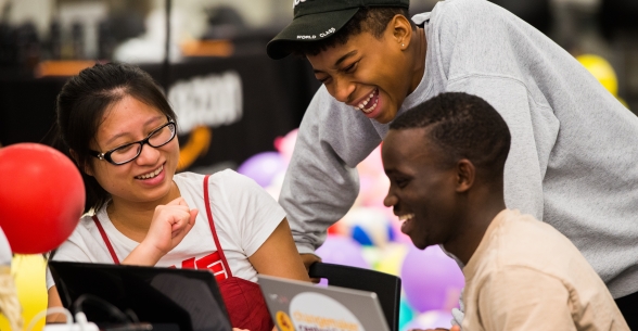 Image of ASU Prep students at Hacks for Humanity